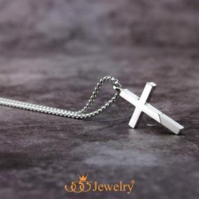 img 2 attached to 🔱 Men's Women's Stainless Steel Cross Necklace - 555Jewelry Pendant with 16-24” Chain