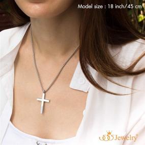 img 3 attached to 🔱 Men's Women's Stainless Steel Cross Necklace - 555Jewelry Pendant with 16-24” Chain