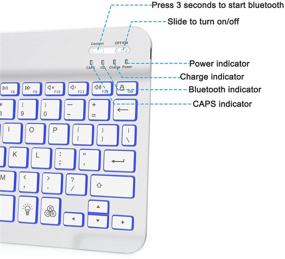 img 1 attached to 💡 Беспроводная перезаряжаемая Bluetooth-клавиатура OMOTON для iPad, iPad Pro, iPad Mini, iPad Air - подсвечиваемая светодиодами, белая