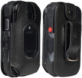 img 3 attached to Nakedcellphone Black Vegan Leather Form-Fit Cover with Built-in Screen Protection 📱 and Metal Belt Clip for Kyocera DuraXV Extreme DuraXE Epic Case (E4810, E4830)