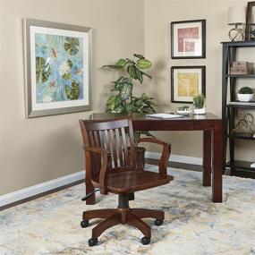 img 1 attached to Enhance Your Workspace with the OSP Home Furnishings Deluxe Wood Bankers Desk Chair in Espresso