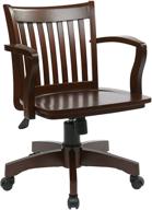 enhance your workspace with the osp home furnishings deluxe wood bankers desk chair in espresso logo