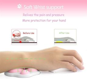 img 2 attached to ProElife Cute Mouse Wrist Support Pad with Cat Paw Pattern - Soft Hand Pillow for Pain Relief - Non-Slip Base - Ideal for Home, Office, Computer Laptop - White