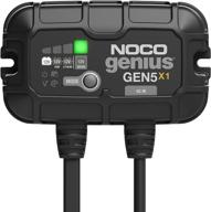 noco genius gen5x1: smart marine charger, 12v onboard battery charger & maintainer, 1-bank, 5-amp per bank, fully-automatic with battery desulfator & temperature compensation logo