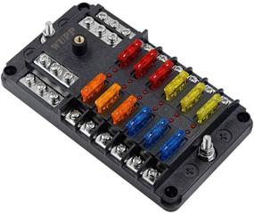 img 4 attached to 🔌 WUPP 12V Fuse Block - Waterproof 12-Way Marine Automotive Fuse Box with 12 Ground Negative Busbar, 100 Amp Max - ATC/ATO Fuses, LED Indicator - Ideal for Car, RV, Truck, Golf Cart