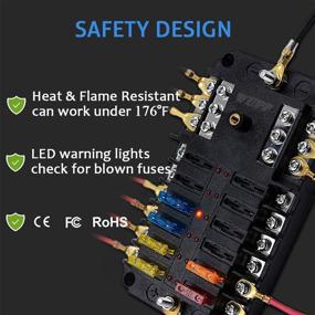 img 3 attached to 🔌 WUPP 12V Fuse Block - Waterproof 12-Way Marine Automotive Fuse Box with 12 Ground Negative Busbar, 100 Amp Max - ATC/ATO Fuses, LED Indicator - Ideal for Car, RV, Truck, Golf Cart