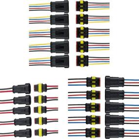 img 1 attached to 🔌 Набор водонепроницаемых электрических разъемов и розеток с проводом 10 см 1,5 мм для терминальных соединителей серии (2 + 3 + 4 контакта) на 30 штук в упаковке для автомобилей - OSOF