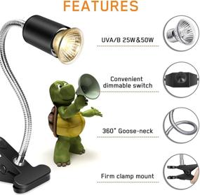img 2 attached to 🔆 Fischuel Reptile Heat Lamp: Adjustable Basking Lamp with Clamp, UVA/UVB Light, and Dimmable Switch - Perfect for Aquariums (Bulb Included)