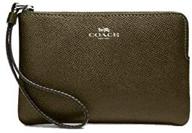 👛 stylish coach womens canvas leather corner zip wristlet: a perfect accessory for on-the-go women logo
