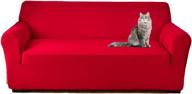 🛋️ wsnbb super stretch sofa covers: spandex soft slipcover for 3 cushion couch, elastic bottom & non-slip foam - red (3-seater) logo