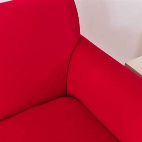 img 1 attached to 🛋️ WSNBB Super Stretch Sofa Covers: Spandex Soft Slipcover for 3 Cushion Couch, Elastic Bottom & Non-Slip Foam - Red (3-Seater)