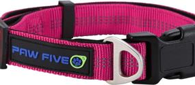 img 2 attached to 🐶 Paw Five Orbit Premium Dog Collar - Reflective, Neoprene-Lined, Heavy Duty Buckle, Large Size (17.5-24") - Diamond Pink