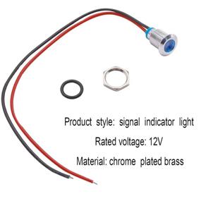 img 1 attached to 🚗 5-Pack mxuteuk DQ12P-12V LED Metal Indicator Lights, Waterproof Signal Lamps with Wire, 12mm 1/2" Size, 12V-24V, Red Yellow Blue Green White, for Car Truck Boat