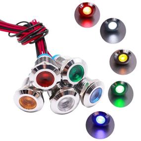 img 4 attached to 🚗 5-Pack mxuteuk DQ12P-12V LED Metal Indicator Lights, Waterproof Signal Lamps with Wire, 12mm 1/2" Size, 12V-24V, Red Yellow Blue Green White, for Car Truck Boat