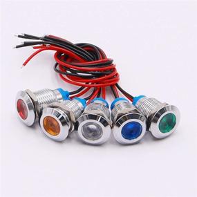 img 3 attached to 🚗 5-Pack mxuteuk DQ12P-12V LED Metal Indicator Lights, Waterproof Signal Lamps with Wire, 12mm 1/2" Size, 12V-24V, Red Yellow Blue Green White, for Car Truck Boat