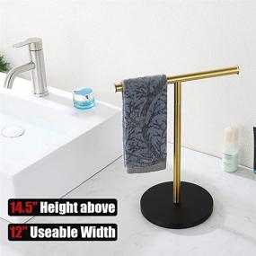 img 1 attached to JQK Hand Towel Holder Stand: Modern Tree Rack for Countertop - 12 Inch Bar, Brushed Gold Stainless Steel - HTT180-BG