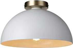 img 3 attached to 💡 Rivet Single-Light Flush-Mount Ceiling Light with Metal Shade - 7&#34;H, White/Brass - Amazon Brand