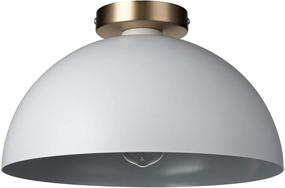 img 4 attached to 💡 Rivet Single-Light Flush-Mount Ceiling Light with Metal Shade - 7&#34;H, White/Brass - Amazon Brand