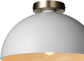 img 2 attached to 💡 Rivet Single-Light Flush-Mount Ceiling Light with Metal Shade - 7&#34;H, White/Brass - Amazon Brand