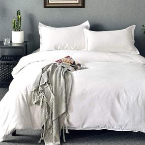 img 4 attached to 🛏️ Premium Queen Size Duvet Cover Set with Zipper Closure - Ultra Soft 3-Piece: 1 Microfiber Duvet Cover with 2 Matching Pillow Shams