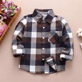 img 3 attached to Flannel Shirt for Kids: Long Sleeve Button Down Plaid Tops for Little Boys, Girls, and Babies