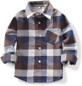 img 4 attached to Flannel Shirt for Kids: Long Sleeve Button Down Plaid Tops for Little Boys, Girls, and Babies