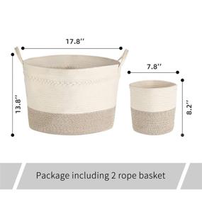 img 2 attached to 🧺 Clubasket Large Woven Cotton Rope Basket: Premium Storage Solution for Home & Living Room - Brown & White 20x13