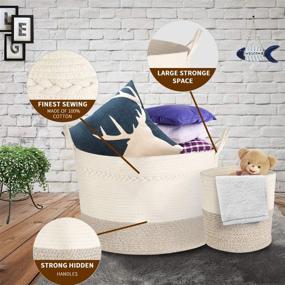 img 3 attached to 🧺 Clubasket Large Woven Cotton Rope Basket: Premium Storage Solution for Home & Living Room - Brown & White 20x13