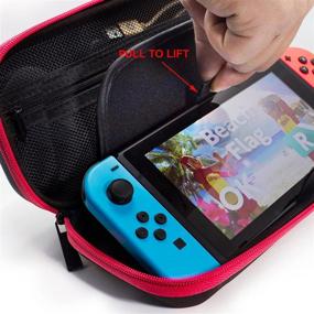 img 2 attached to 🎮 Red/Black ButterFox Carrying Case for Nintendo Switch OLED Model with Wall Charger AC Adapter Compartment, Large Accessories Pouch and 9 Game + 2 Micro USB Holders