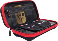 🎮 red/black butterfox carrying case for nintendo switch oled model with wall charger ac adapter compartment, large accessories pouch and 9 game + 2 micro usb holders logo