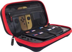 img 4 attached to 🎮 Red/Black ButterFox Carrying Case for Nintendo Switch OLED Model with Wall Charger AC Adapter Compartment, Large Accessories Pouch and 9 Game + 2 Micro USB Holders