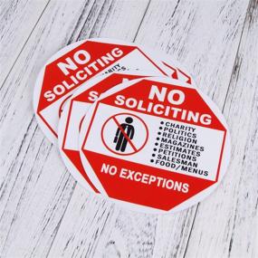img 1 attached to 🚫 6 x 6 Inch Removable and Reusable Static Cling Decal Set for Inside and Outside Windows - No Soliciting Sticker