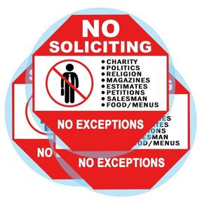 img 3 attached to 🚫 6 x 6 Inch Removable and Reusable Static Cling Decal Set for Inside and Outside Windows - No Soliciting Sticker