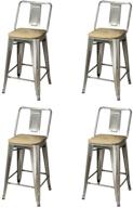 🪑 stylish and sturdy gia middle back 24-inch counter-height metal stool, 4-pack in gunmetal/light wood seat - perfect for modern interiors logo