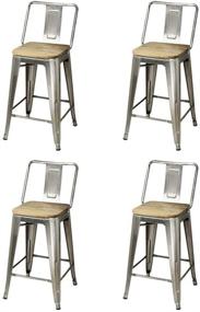 img 4 attached to 🪑 Stylish and Sturdy GIA Middle Back 24-Inch Counter-Height Metal Stool, 4-Pack in Gunmetal/Light Wood Seat - Perfect for Modern Interiors