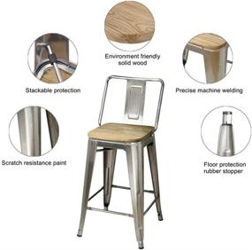 img 1 attached to 🪑 Stylish and Sturdy GIA Middle Back 24-Inch Counter-Height Metal Stool, 4-Pack in Gunmetal/Light Wood Seat - Perfect for Modern Interiors