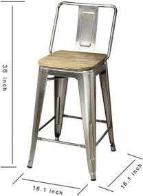 img 3 attached to 🪑 Stylish and Sturdy GIA Middle Back 24-Inch Counter-Height Metal Stool, 4-Pack in Gunmetal/Light Wood Seat - Perfect for Modern Interiors