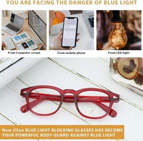 img 2 attached to 👓 JiSoo Women's 2.0 Blue Light Blocking Reading Glasses, Round Fashion Eyewear for Women, Red