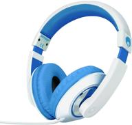 🎧 rockpapa adjustable on-ear stereo headphones for adults, kids, teens - heavy deep bass for mp3/4, dvd, smartphones, laptop, tablet in car or airplane - white/blue logo