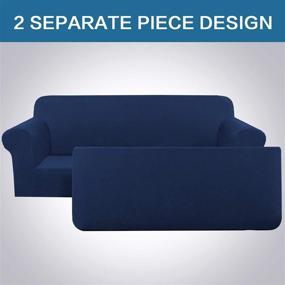 img 3 attached to 🛋️ Enhanced Thicker Jacquard Sofa Covers - 2 Piece Stretch Slipcovers for Living Room Furniture (Base Cover & Seat Cushion) - Removable & Washable - Sofa, Navy