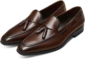 img 2 attached to Alipasinm Loafers Leather Formal 12