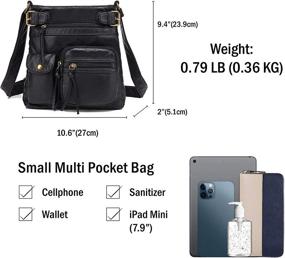 img 2 attached to Scarleton Multi Pocket Crossbody Bag for Women - Ultra Soft Shoulder Purse, Washed Vegan Leather, H1833