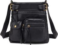 scarleton multi pocket crossbody bag for women - ultra soft shoulder purse, washed vegan leather, h1833 logo