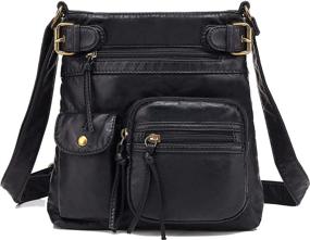 img 4 attached to Scarleton Multi Pocket Crossbody Bag for Women - Ultra Soft Shoulder Purse, Washed Vegan Leather, H1833