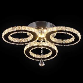 img 1 attached to 💡 Stylish LED Crystal Pendant Ceiling Light: 13x3.5 Inches, 3 Rings Crystal Chandelier Flush Mount for Bedroom & Living Room (Warm White)