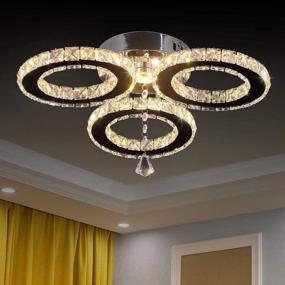 img 4 attached to 💡 Stylish LED Crystal Pendant Ceiling Light: 13x3.5 Inches, 3 Rings Crystal Chandelier Flush Mount for Bedroom & Living Room (Warm White)