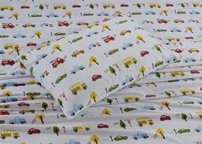 img 1 attached to 🚒 Vibrant Multicolor Fun Design Kids/Boys 3 Piece Sheet Set - Better Home Style Cars, Fire Trucks, School Buses, Traffic Signs & Trees - Includes Pillowcase, Flat and Fitted Sheets - Perfect for Twin Beds