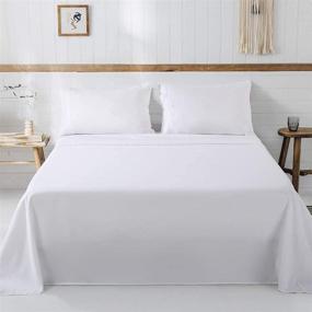 img 4 attached to 🛏️ Extra Soft Luxury King Size Bed Sheets Set - Premium Collection for Deep Mattresses - Breathable, Wrinkle-Fade Stain Resistant & Hypoallergenic - 4 Piece (White, King)