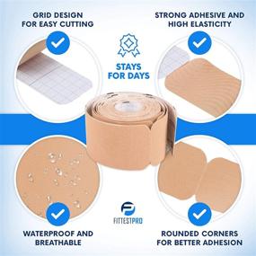 img 1 attached to Fittest Pro Kinesiology Tape - 20 Precut Strips - Effective Support for Plantar Fasciitis, Shin Splints & Calf Strain Recovery - Waterproof Beige Tape