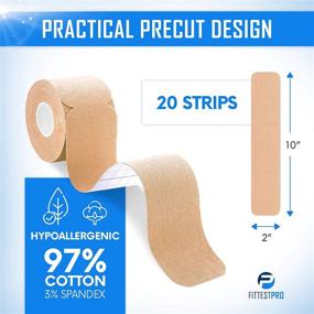 img 2 attached to Fittest Pro Kinesiology Tape - 20 Precut Strips - Effective Support for Plantar Fasciitis, Shin Splints & Calf Strain Recovery - Waterproof Beige Tape